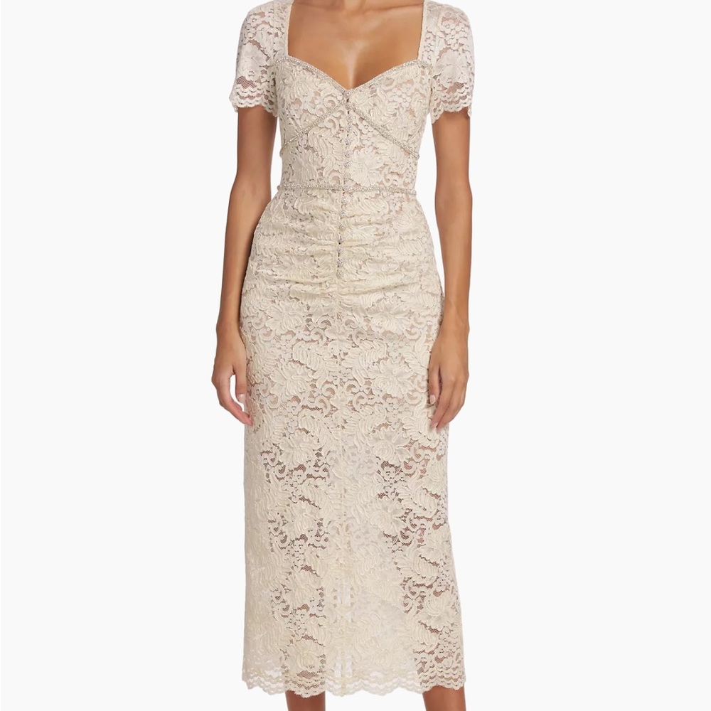 Self-Portrait Corded Lace & Diamante Midi-Dress